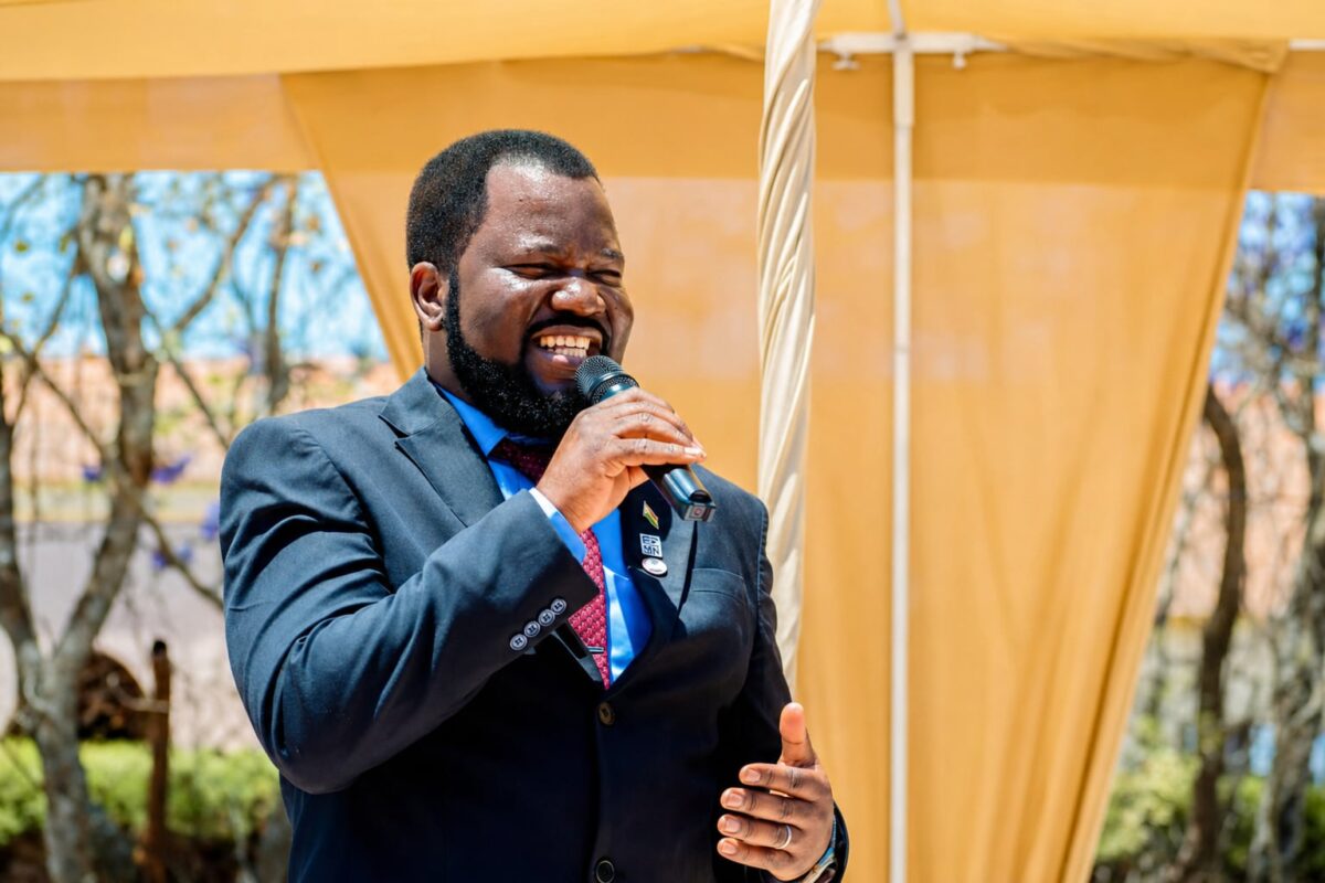 Benson Mukandiwa delivering an outdoor speech