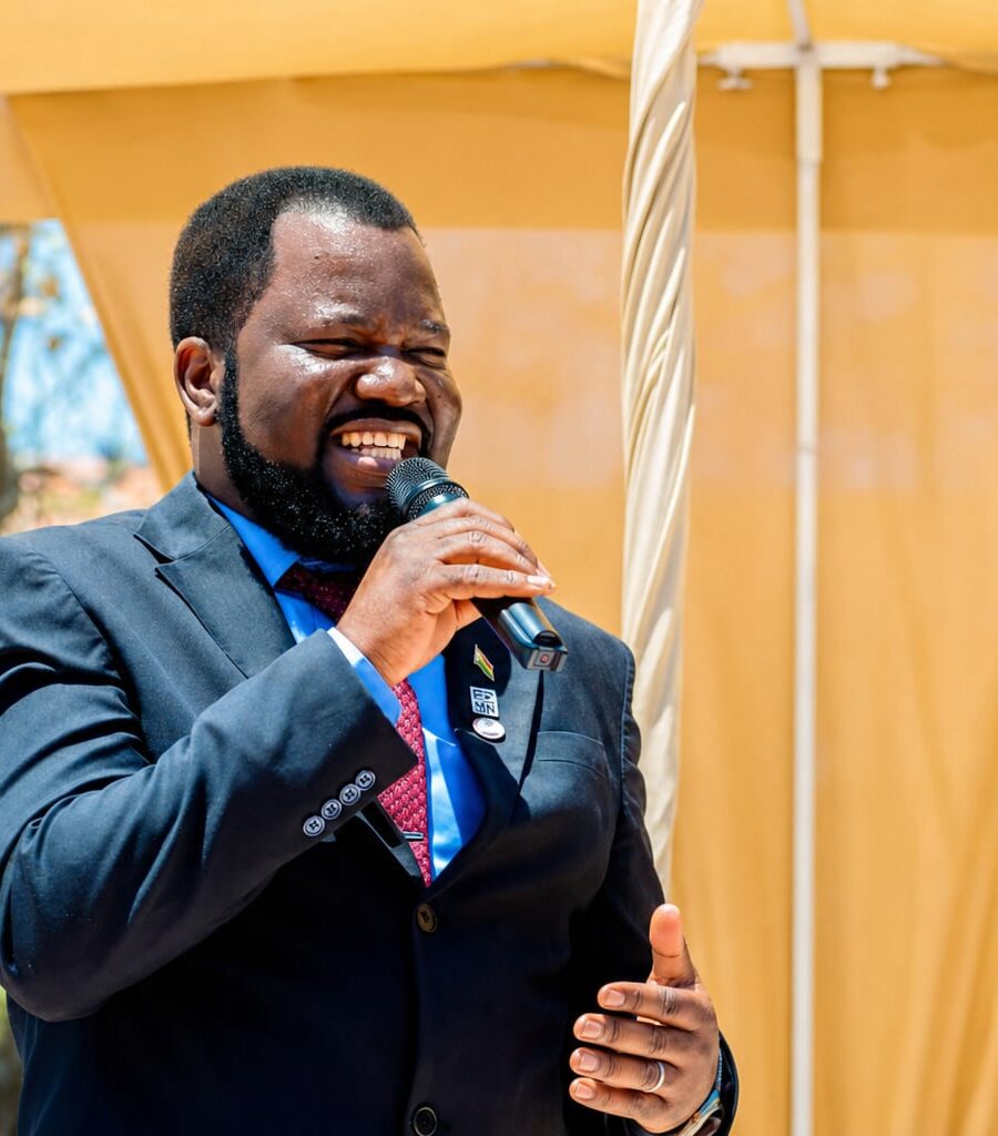 Benson Mukandiwa delivering an outdoor speech